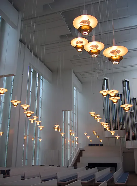 Interior of Myyrmäki Church in Vantaa, Finland