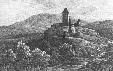 Ruine Lichtenburg bei Ostheim vor der Rhön, Radierung von C. Wagner