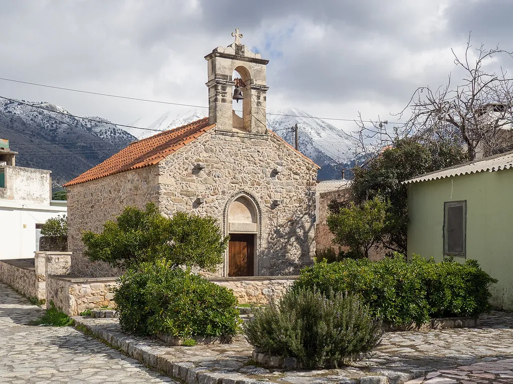 The church of Saint George, Emparos. According to an inscrpition in its interior, it was built in 1436.