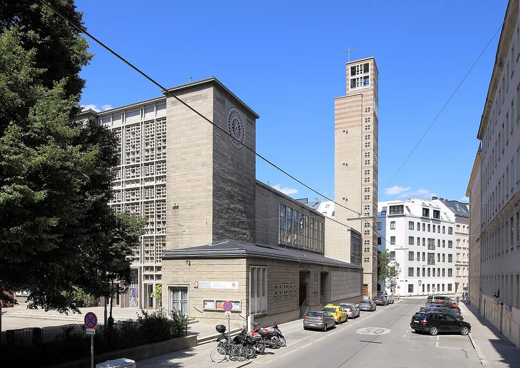 Die röm.-kath. Pfarrkirche hl. Johannes Don Bosco in Neuerdberg, ein Ortsteil des 3. Wiener Gemeindebezirkes Landstraße. Die Kirche wurde nach Plänen des Architekten Robert Kramreiter von 1954 bis 1958 errichtet.