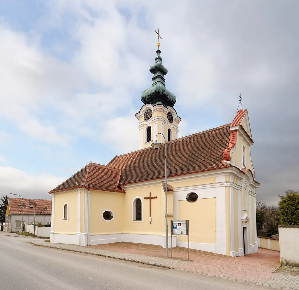 Catholic parish church of Hüttendorf, Municipality Mistelbach, Lower Austria, Austria