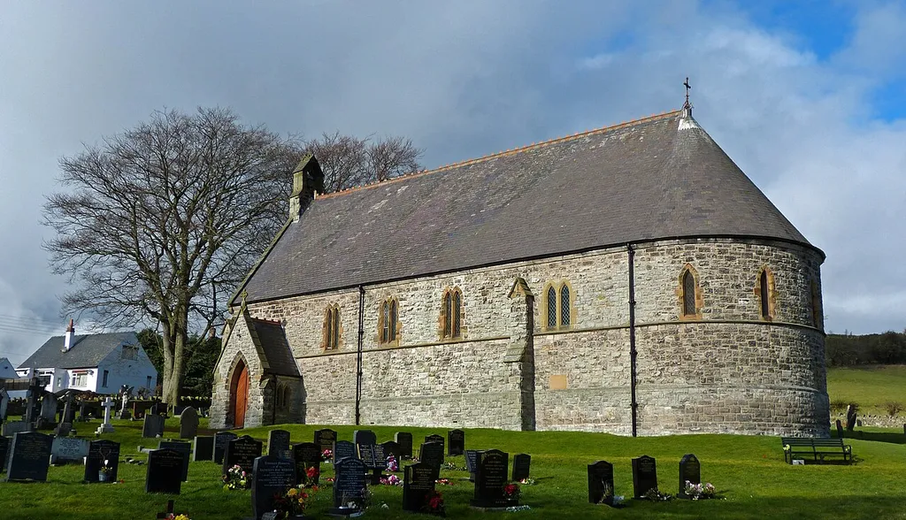 A simple but beautiful building in the village of Rhosesmor above Mold. Just above the village is the hill fort of Moel Y Gaer which is the start of several miles of high ground over Halkyn Common to Pantasaph and on towards the coast at the Point Of Ayr.