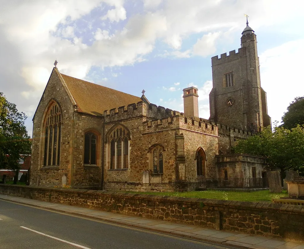 St Nicholas' Church, Sevenoaks, Sevenoaks District, Kent. The ancient parish church of Sevenoaks. Listed at Grade II* by English Heritage (NHLE Code 1204351)