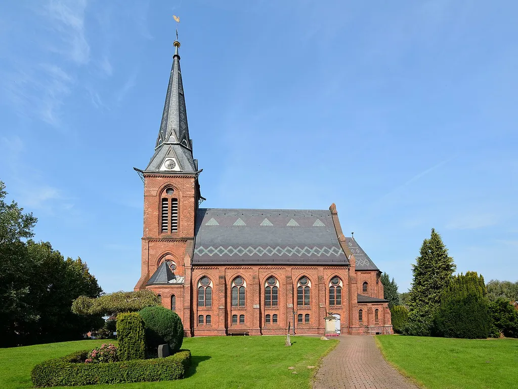 St. Katharinenkirche für die Gemeinden Neuenbrook und Reethwisch. Kirche erbaut 1890 - 1891.