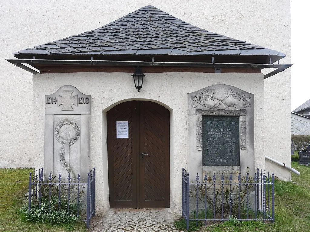 Kriegerdenkmal an der Kirche in Burglemnitz in Thüringen