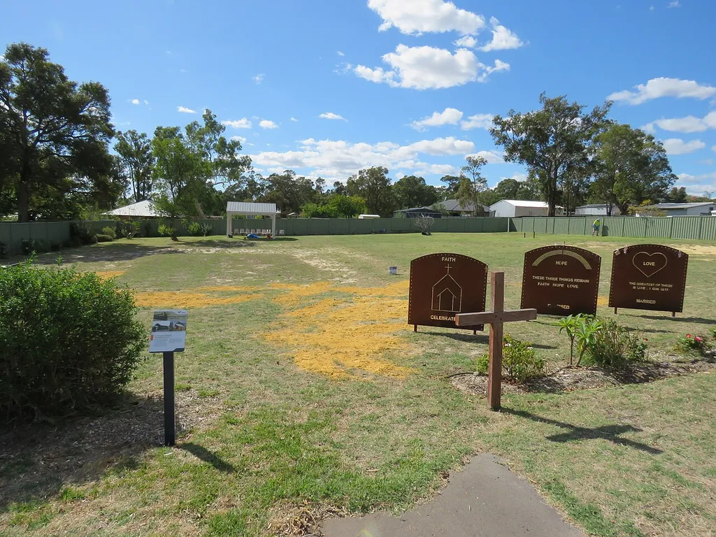 The site of the St Joseph's Church, Yarloop, Western Australia, which was destroyed in the 2016 fire and not rebuilt.