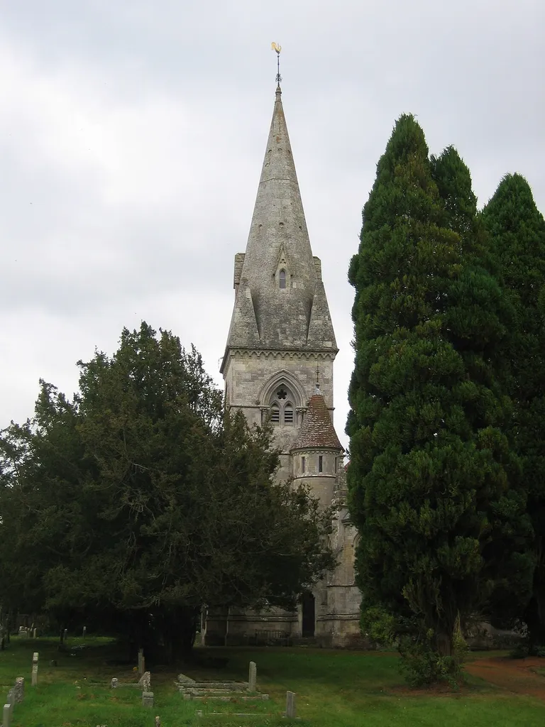 Tower and spire of Holy Trinity parish church, Fonthill Gifford, Wiltshire