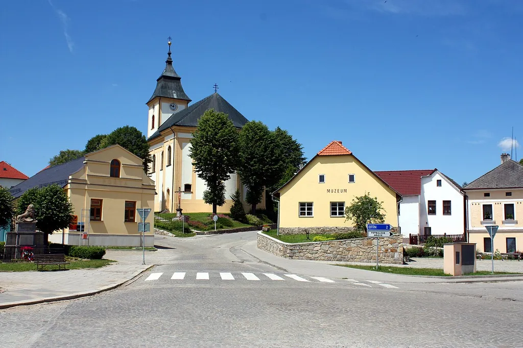 Picture of post office, churce and museum in Luka nad Jihlavou