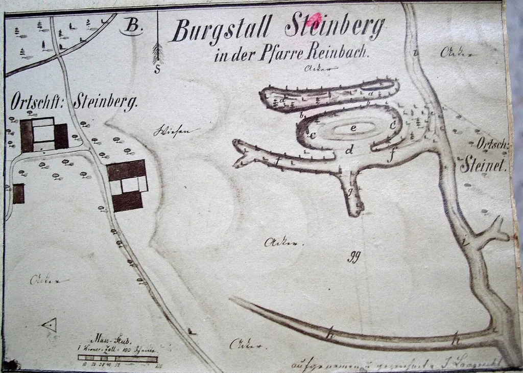 Planskizze (Tab. B, Fig. 4) des Burgstalls Steinberg von Johann Ev. Lamprecht