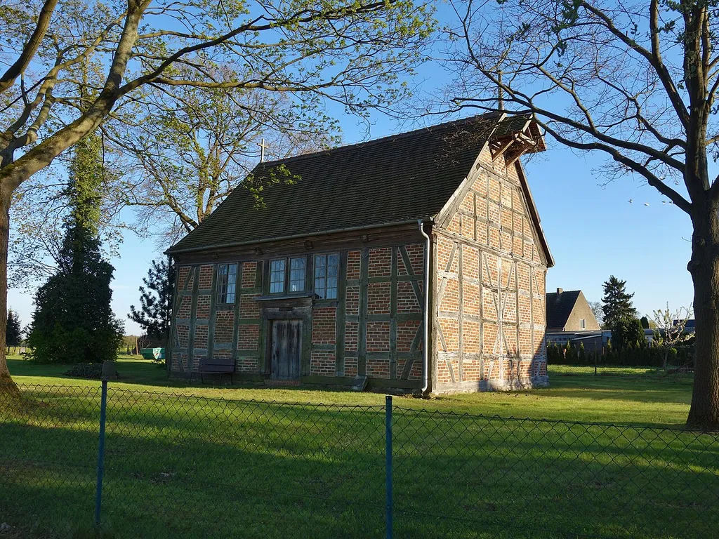 North-north-western view of church in Streckenthin, Pritzwalk municipality, Prignitz district, Brandenburg state, Germany