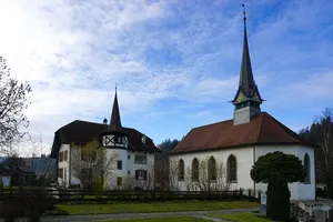 reformed church with rectory and oven house