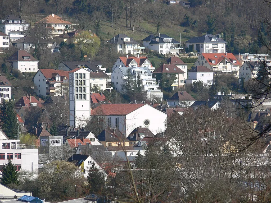 Ravensburg, Blick von der Galgenhalde auf die Christkönigskirche