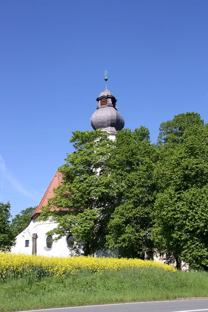 Catholic parish church Annuntiatio B.V.M., photographed at the entrance of Schönwald
