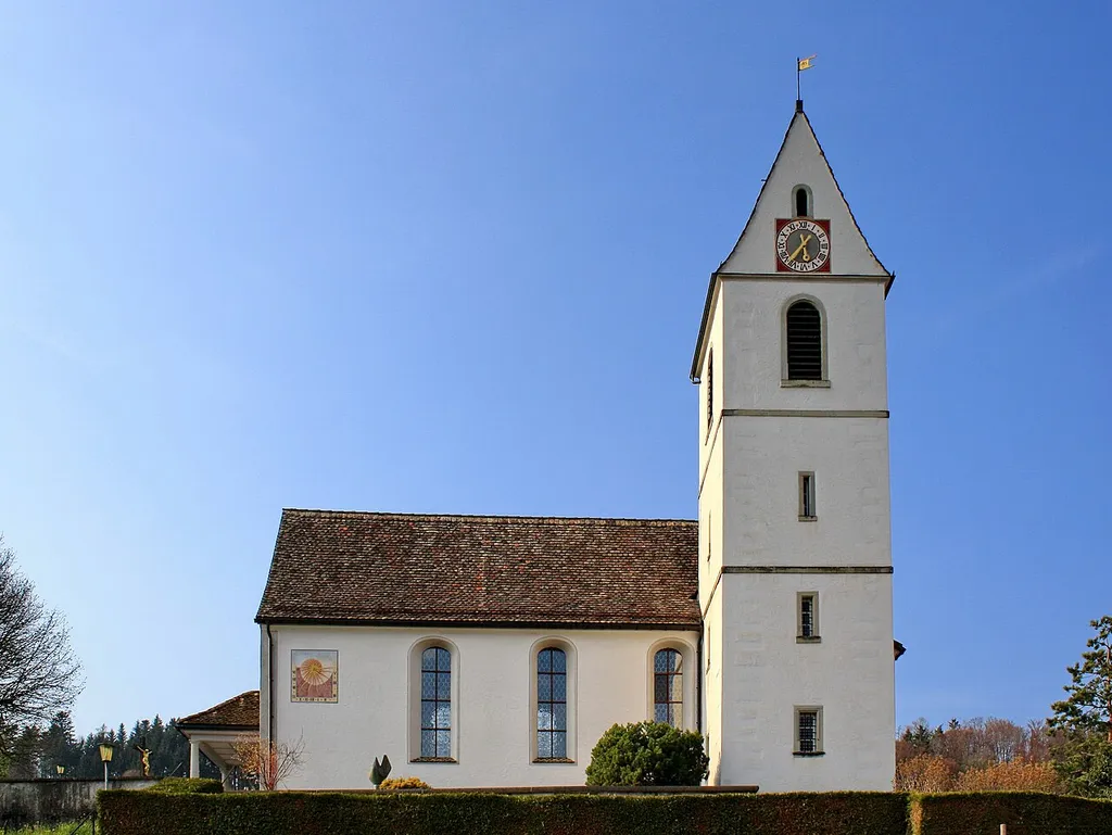Pfarrkirche St. Pankratius in Bollingen on Obersee (upper Lake Zürich) shore