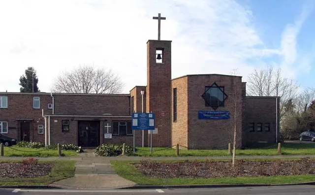 Parish church of the Good Shepherd, Beavers Lane, Hounslow, Middlesex TW4 6HJ, seen from the northeast. Built in 1956.