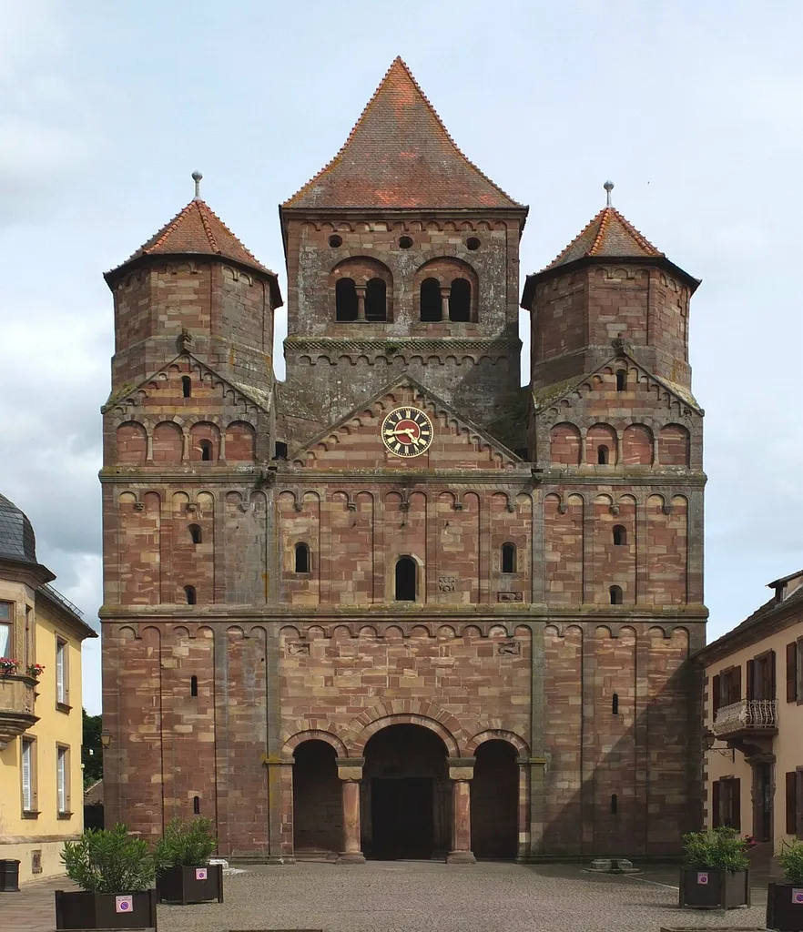 Abbey church in Marmoutier (Alsace), view from NW