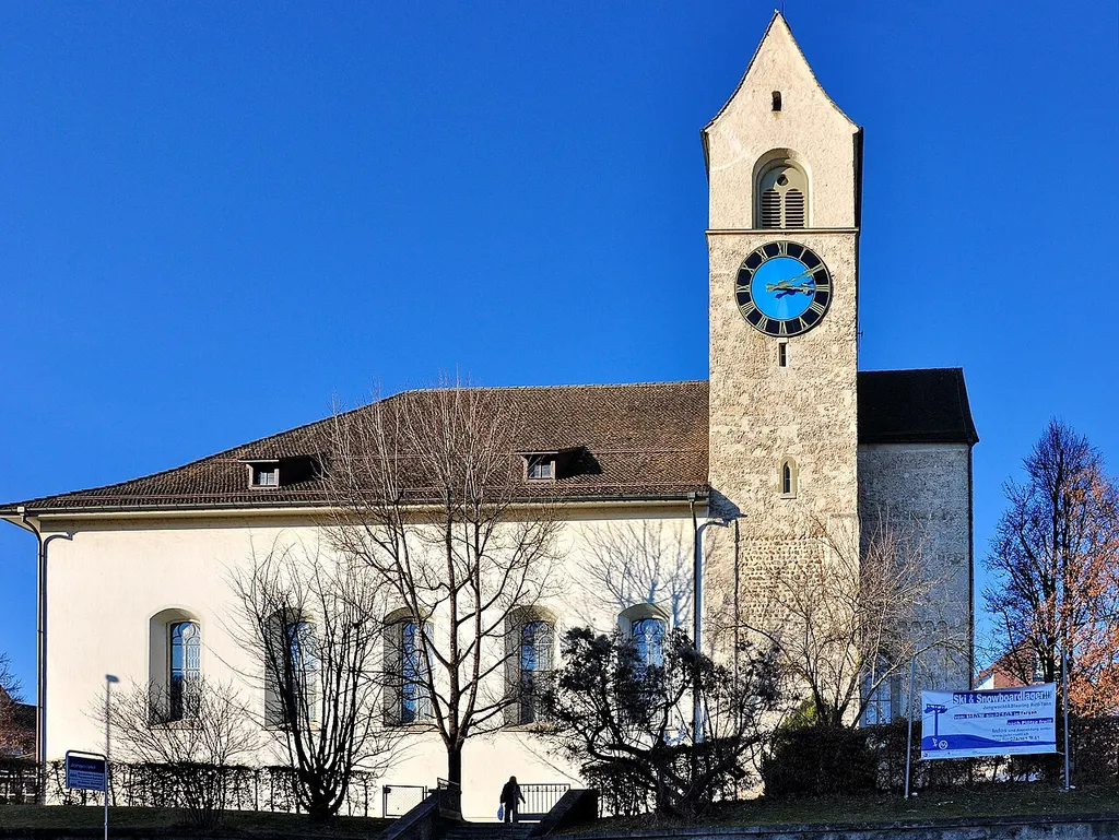 Rüti (Switzerland) : Former Rüti Abbey, as of today the protestant church, as seen from the southeasternly Dorfstrasse.