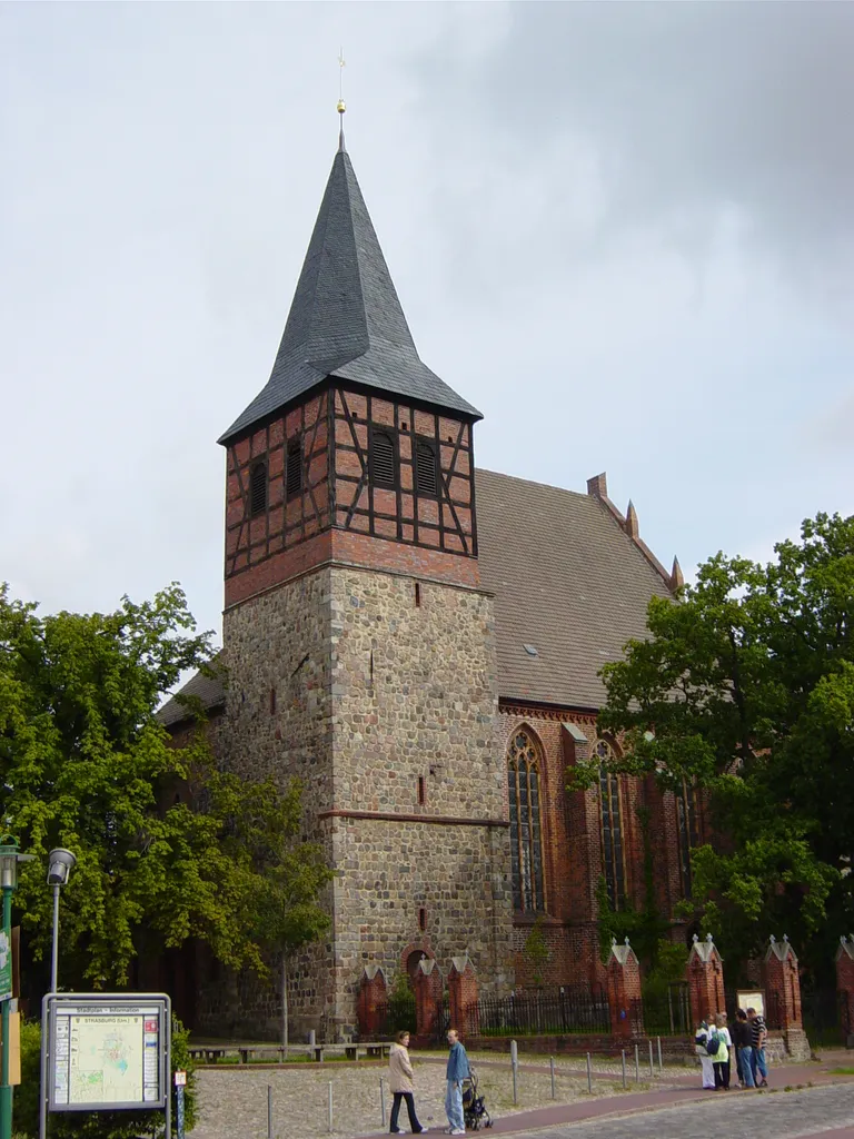St. Marien church in Strasburg, without tower clock at those moment