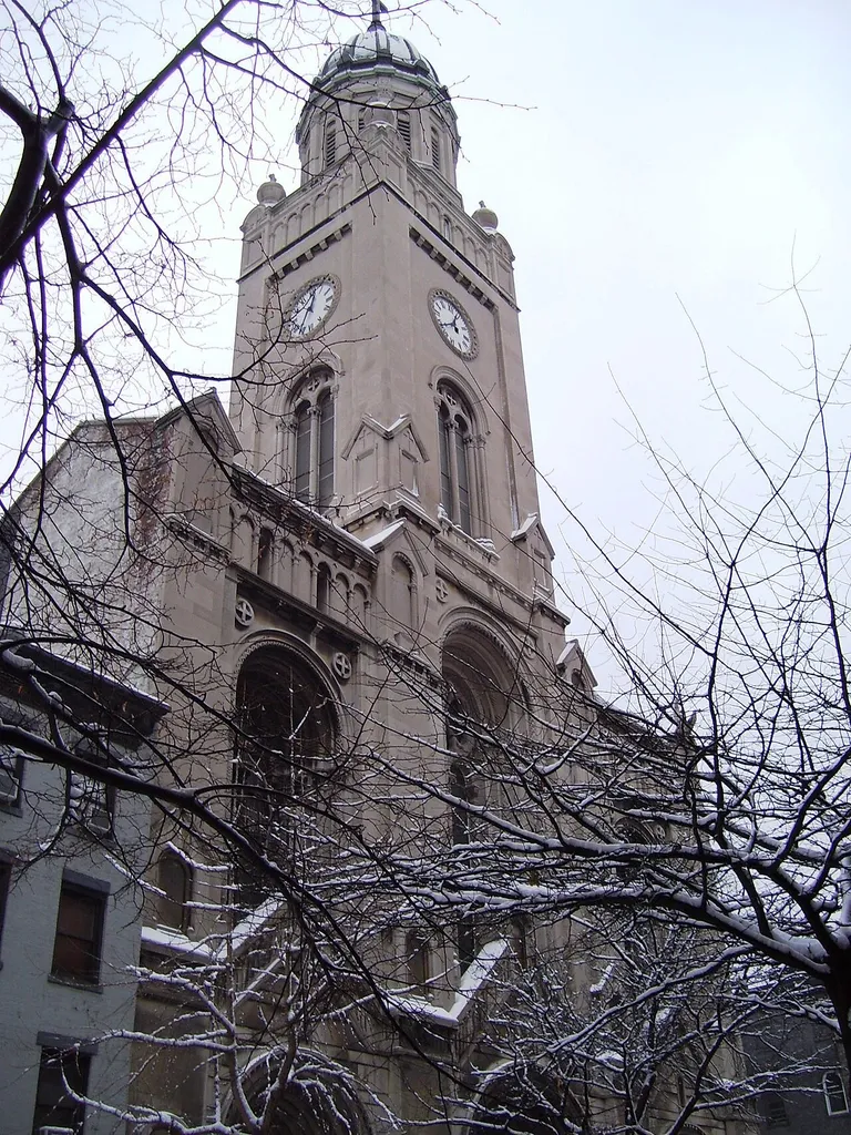 The Roman Catholic Church of the Most Holy Redeemer at 161-165 East 3rd Street between Avenues A and B in the East Village neighborhood of Manhattan, New York City, was built in 1851-1852, designed by an architect named Walsh, and altered and renovated in 1913 by Paul Schulz. It is an eclectic mixture of Baroque and Romanesque elements.