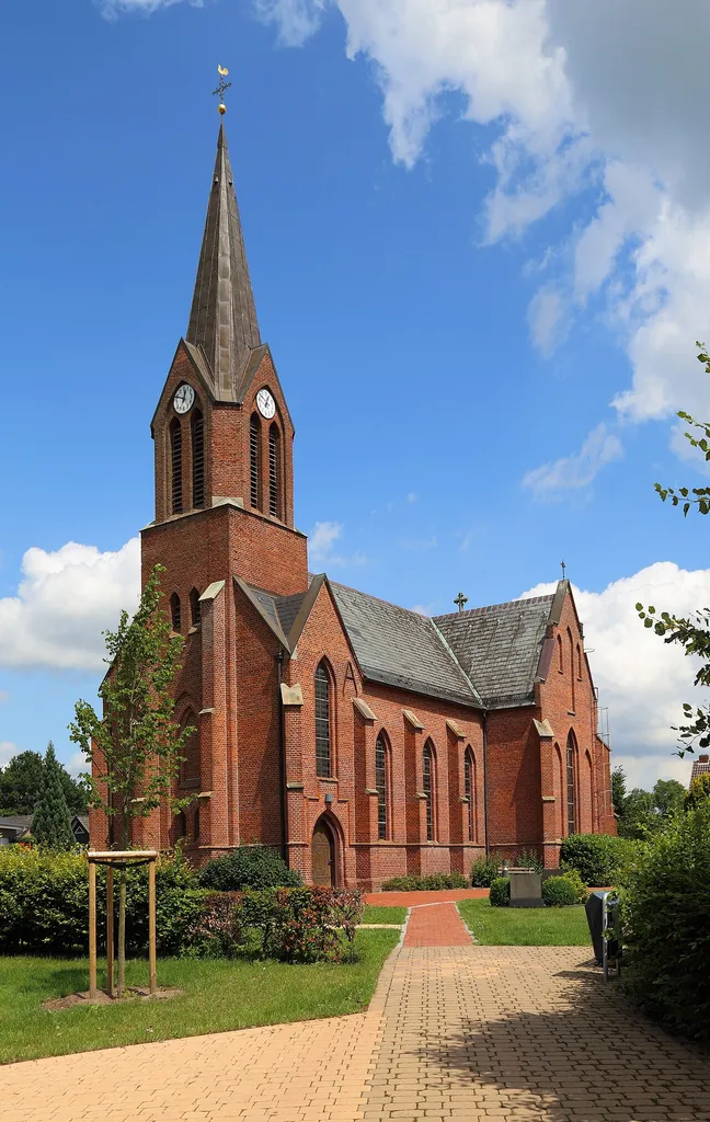 Reformed Church (Evangelisch-reformierte Kirche) in Baccum, a city district of Lingen (Ems), Landkreis Emsland, Lower Saxony, Germany.