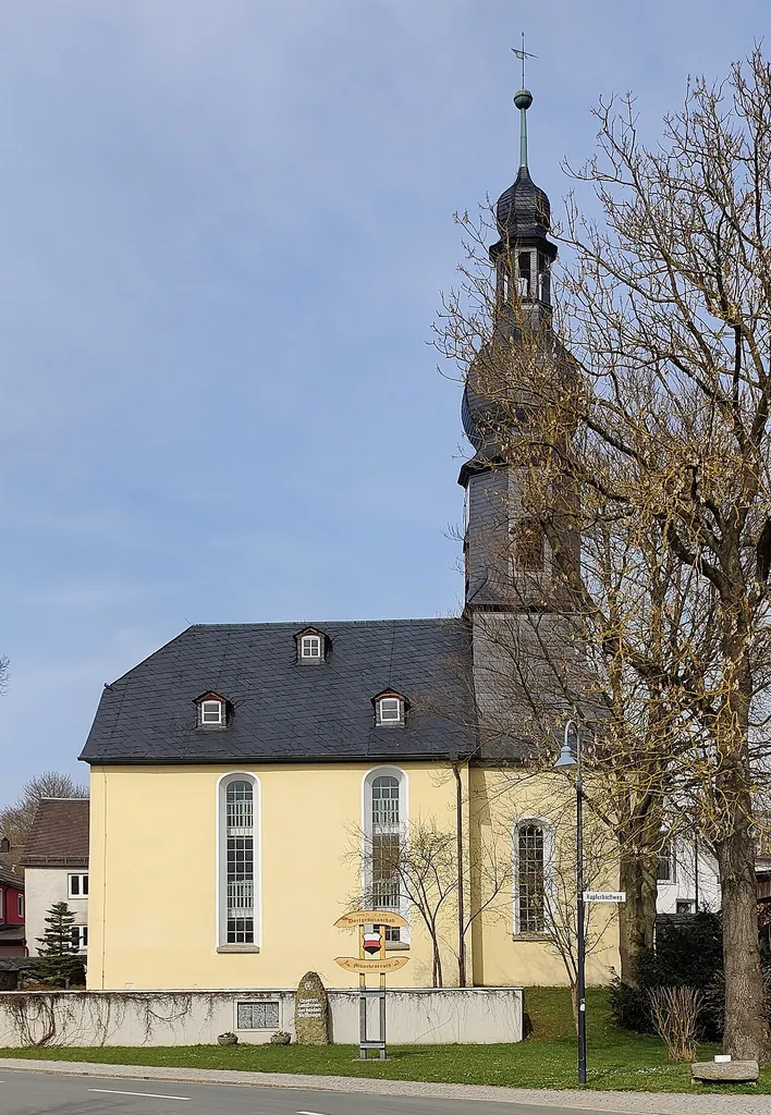 Evangelisch-lutherische Pfarrkirche Münchenreuth, Gemeinde Feilitzsch, Oberfranken, Bayern, Deutschland