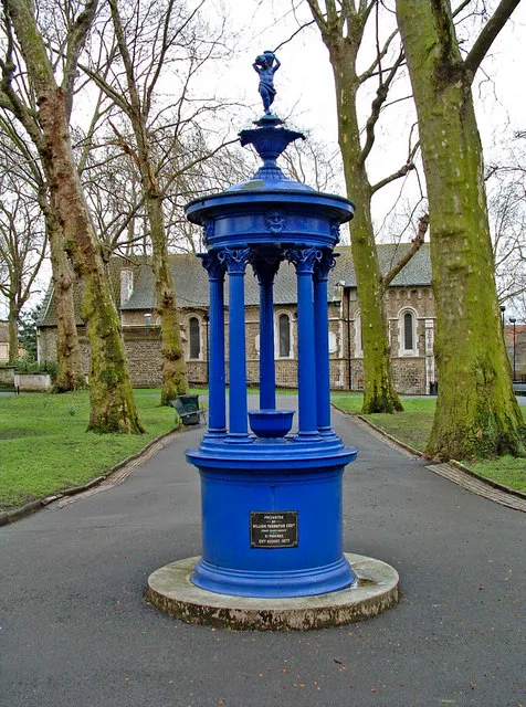 Water Fountain, St Pancras Old Church, London On Sunday, July 28th 1968, in the midst of recording sessions for the White Album, The Beatles decided to spend a Mad Day Out being photographed at seemingly random locations all over London. One of the locations was this old drinking fountain at St Pancras Old Church. The fountain had originally been presented on 22 August 1877 by William Thornton.