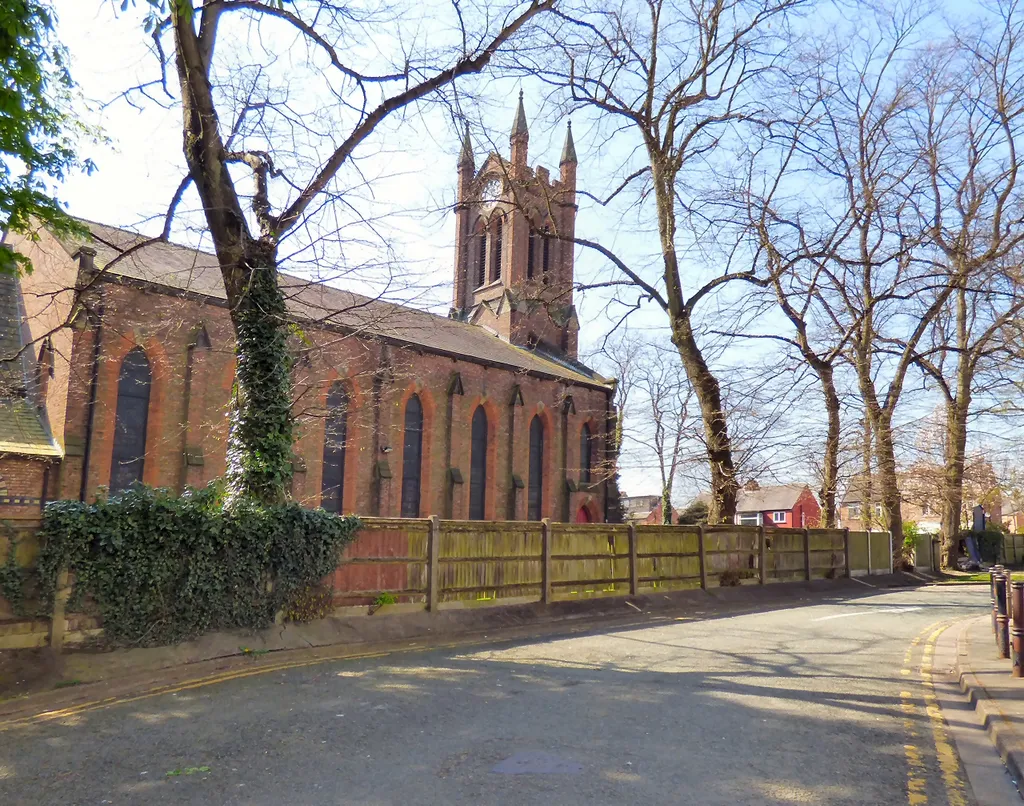 St Matthew's parish church, Chester Road, Stretford, Greater Manchester, seen from the east