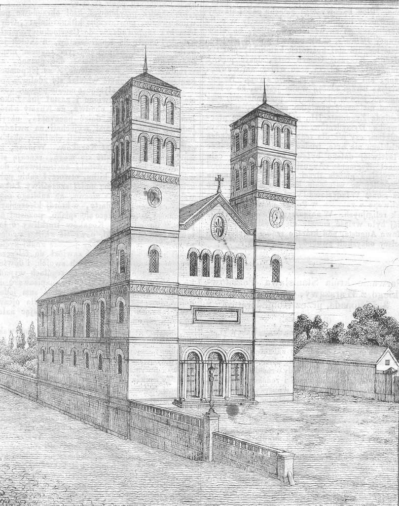 St. Peter's Church (Evangelical-Reformed/Church of the Unity of the Bohemian Brethren) in Poznań. Built 1838-1841, after design by Karl Friedrich Schinkel. Destroyed 1945.