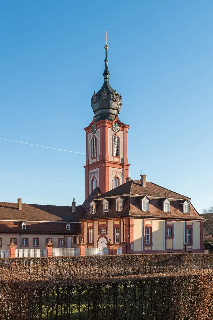 pharmacy and churchtower of the baroque palace of Bruchsal