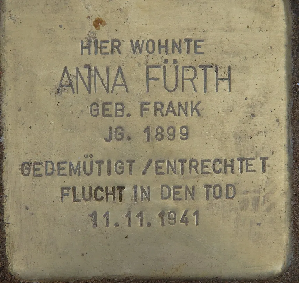 Stolperstein dedicated to Anna Fürth