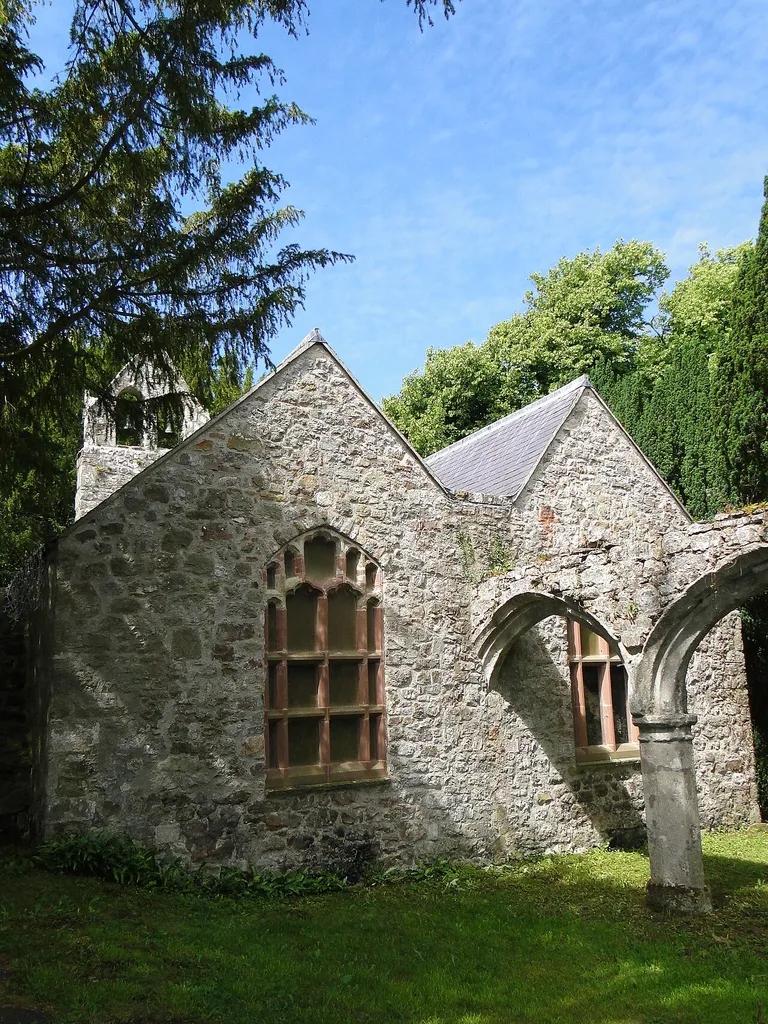 St Nidan's Church, Llanidan, Anglesey (the old church). The surviving western section and central arcade.