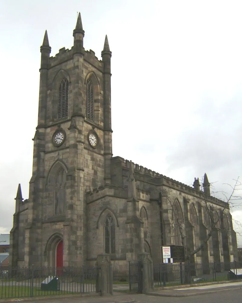 St Thomas's parish church, Pendleton, Greater Manchester, seen from the southwest