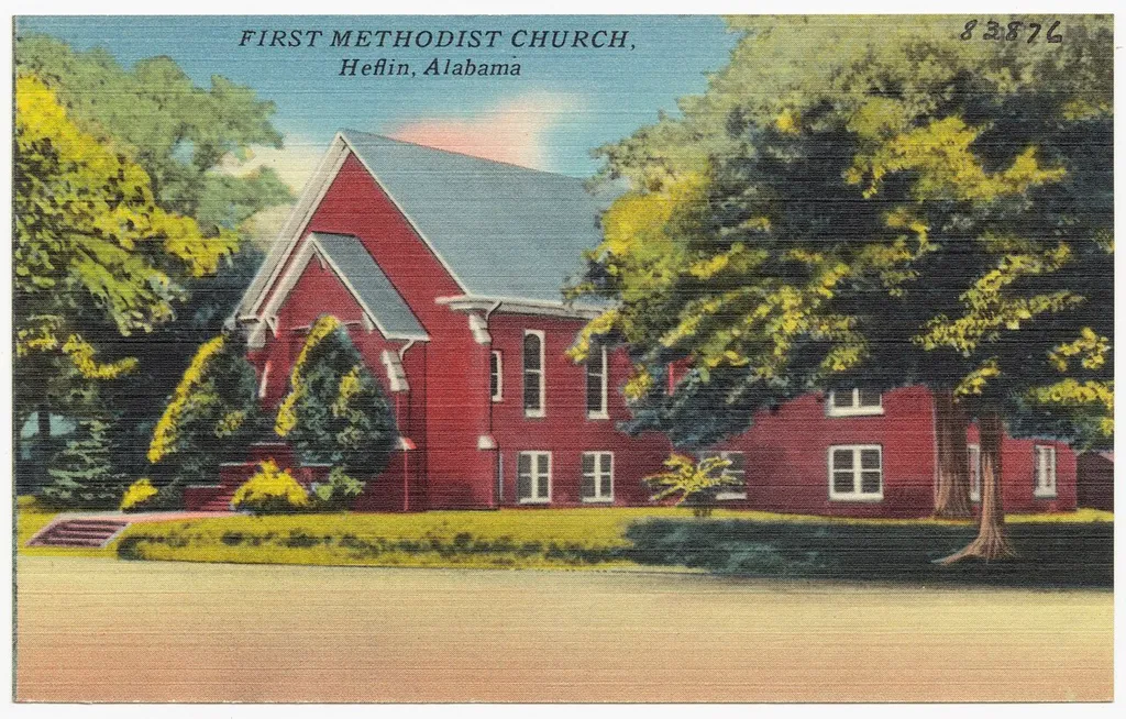 File name: 06_10_012888 Title: First Methodist Church, Heflin, Alabama Created/Published: Date issued: 1930 - 1945 (approximate) Physical description: 1 print (postcard) : linen texture, color ; 3 1/2 x 5 1/2 in. Genre: Postcards Subject: Churches Notes: Title from item. Collection: The Tichnor Brothers Collection Location: Boston Public Library, Print Department Rights: No known restrictions