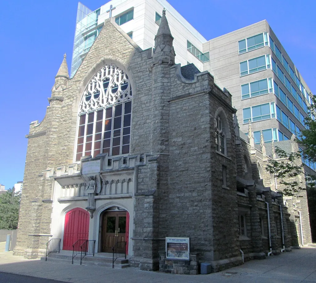 St. John Chrysostom Albanian Orthodox Church at 237 N. 17th St between Vine and Race Streets in Center City, Philadelphia was built in 1848 as the Episcopal Church of the Epiphany and was designed by Napoleon LeBrun. The Albanaian Orthodox Congregation, which was founded in 1933, bought the church in 1947. (Sources: Church website and Orthodox Church in America website)