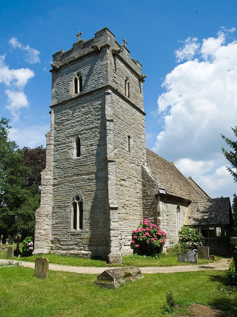 The parish church, called St. Peter's when it was established in the 14th century is now dedicated to St. Mary. It has a square tower which still retains the earlier dedication to St Peter. The tower, which houses the church's four bells, is decorated with crenellations and gargoyle like figures that double as waterspouts. Inside the church are several notable artifacts including three stained glass windows, a Norman font and a monument to lady Pauncefort for sending her "right hand" to Palestine to ransom her lord from the infidels.