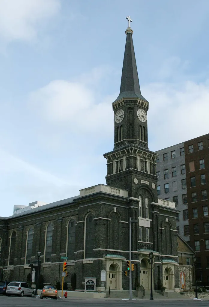 Old St. Mary's Church, Milwaukee, Wisconsin. US Registered Historic Place. Built in 1847, the first German Catholic church in Milwaukee.
