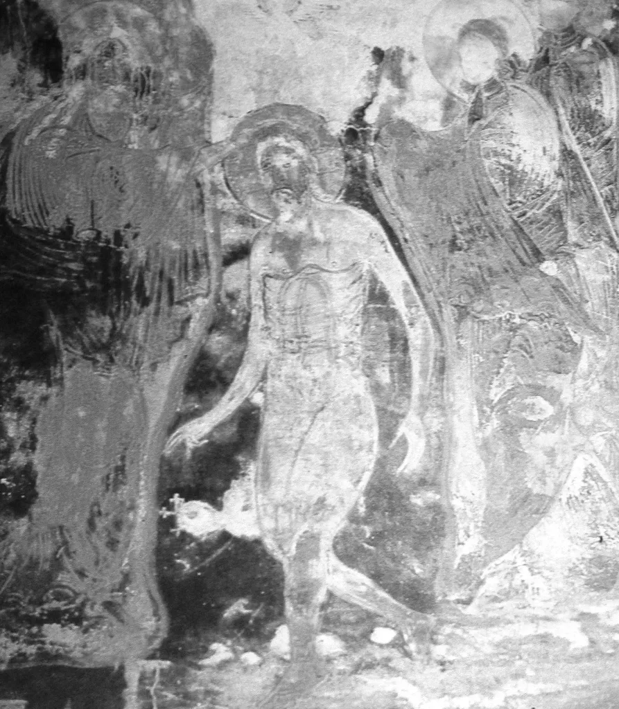 A fresco of "the Baptism" by the Georgian painter Theodore. Ipari Church of Archangel, Svaneti, Georgia