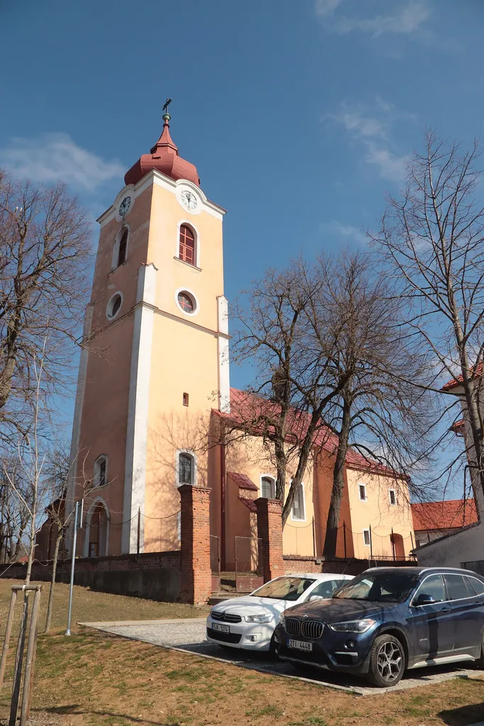 Overview of church of Saint Giles in Heraltice, Třebíč District.
