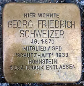 Stolperstein dedicated to Georg Friedrich Schweizer