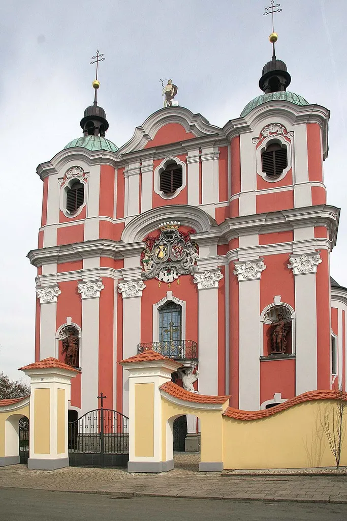 barokní kostel svatého Jana Křtitele v obci Velké Hoštice, district Opava, Czech Republic