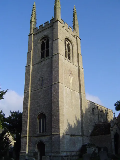 West tower of St Andrew's parish church, Collyweston, Northamptonshire, seen from the southwest