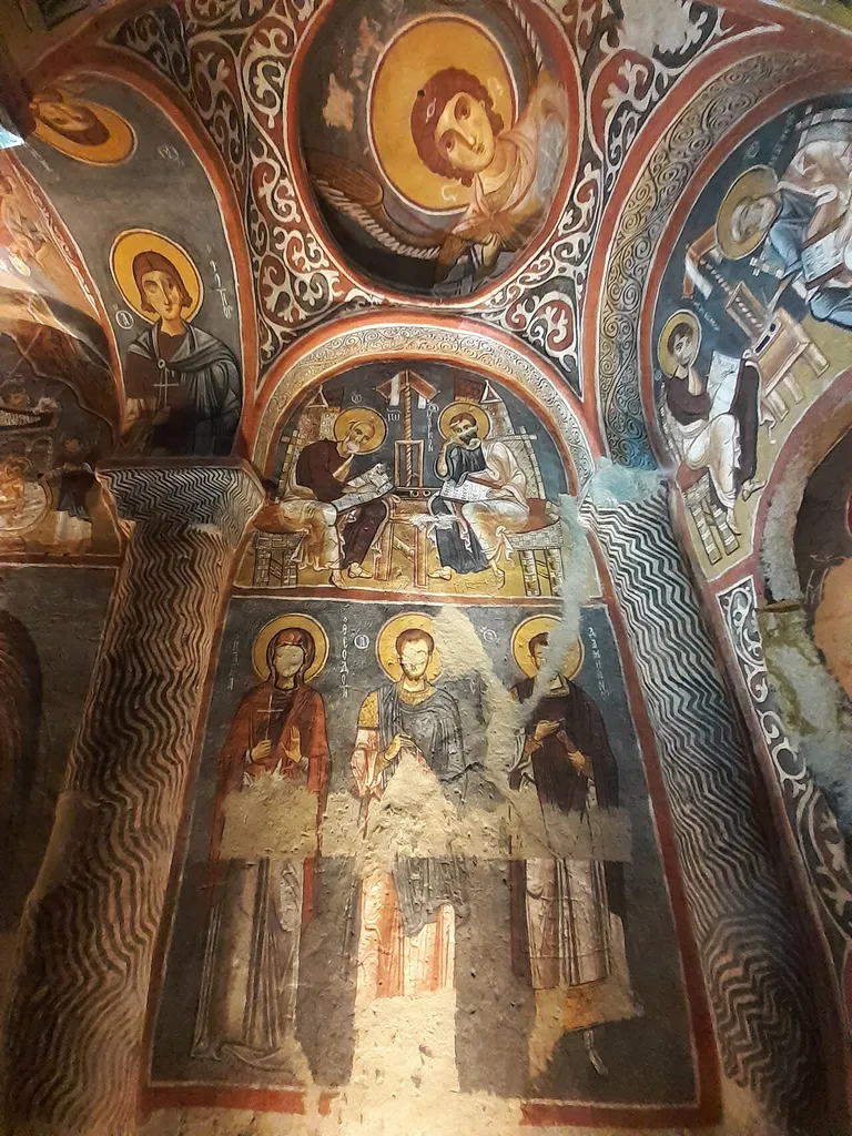 Wall iconographs of biblical sceneries in Dark Church (circa end of 11th century)