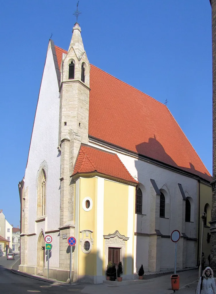 Church of the Holy Spirit, Sopron, Hungary. Originally from the 15th century, the interior is decorated with baroque frescoes by Stephan Dorfmeister.