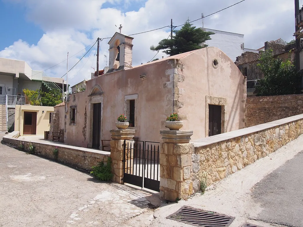 The 14th century church of the Dormition of Theotokos at Rousospiti, Crete.