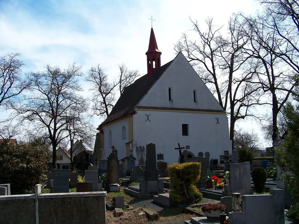 Kouřim, Kolín District, Central Bohemian Region, the Czech Republic. Cemetery Holy Trinity Church near Okružní street.