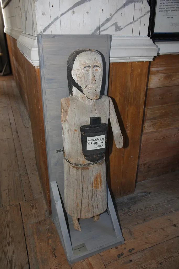 Poor man statue exhibition in Kerimäki church. Kodisjoki 1838.