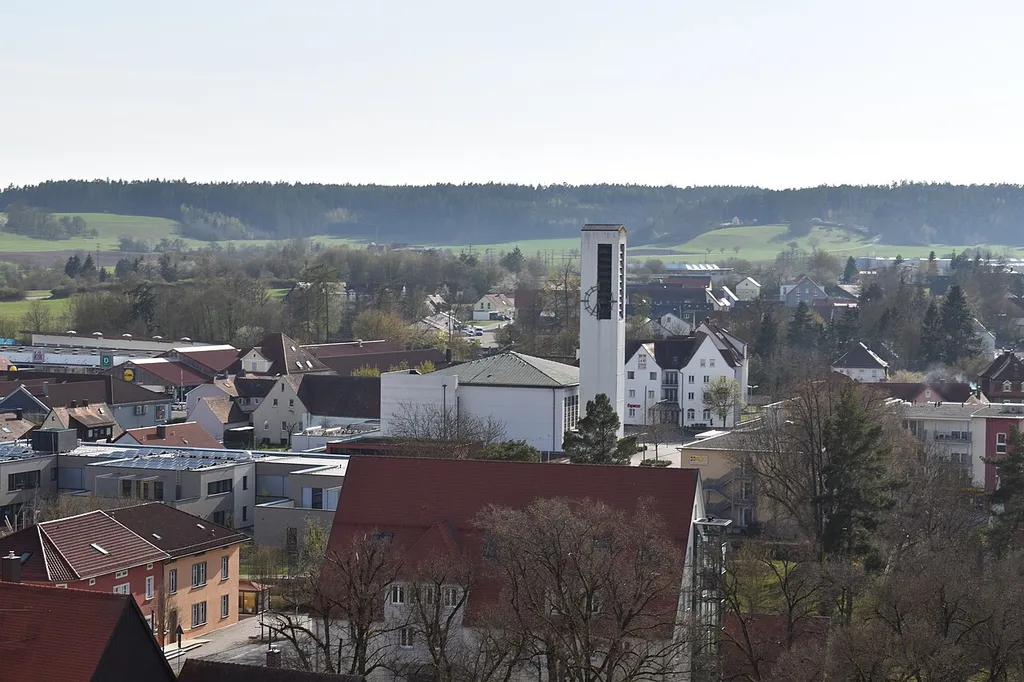 Feuchtwangen St. Ulrich und Afra vom Turm der Stiftskirche aus