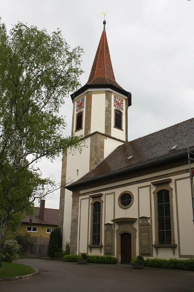 Evangelische Kirche in Gründelhardt, einem Ortsteil von Frankenhardt im Landkreis Schwäbisch Hall (Baden-Württemberg]]