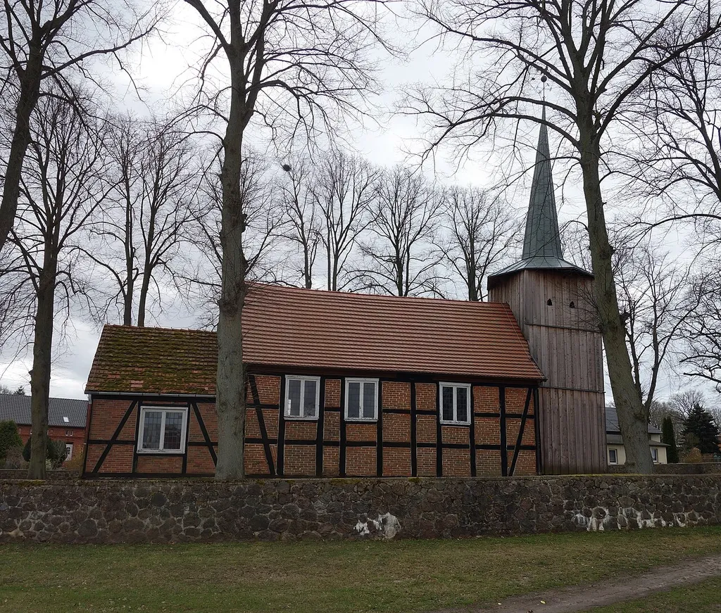 Northern view of the church in Porep , Putlitz municipality , Prignitz district, Brandenburg state, Germany.