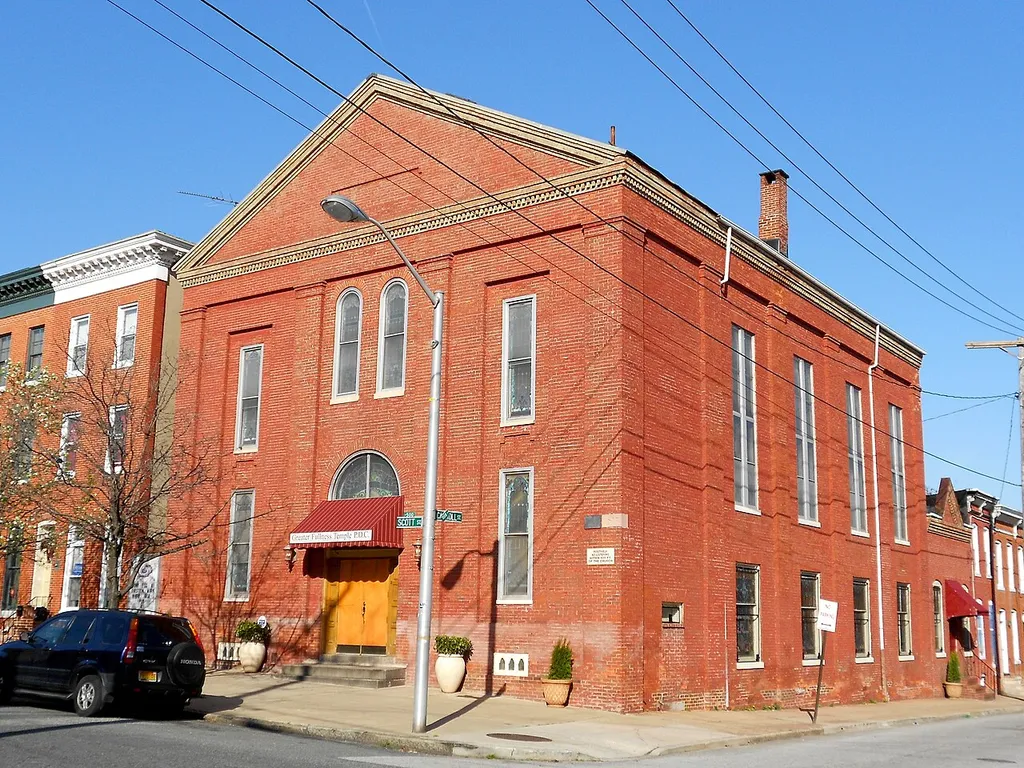 Dorguth Memorial United Methodist Church on the NRHP since August 14, 1979. At Scott and Carroll St. in south Baltimore, Maryland.